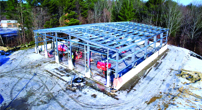 Steel frame for the Waterville Junior High Bus Garage.