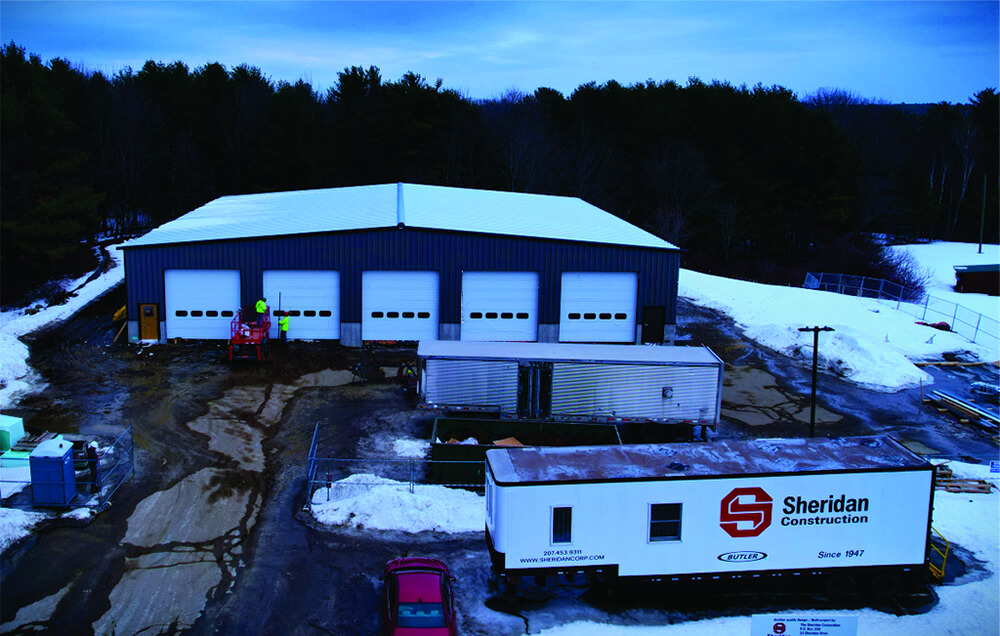 Waterville Junior High Bus Garage under construction.