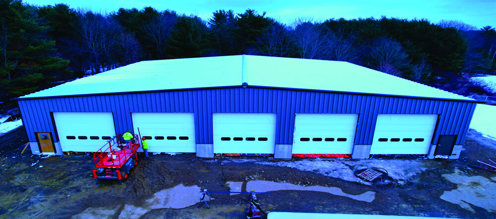 Aerial view of the Waterville Junior High Bus Garage.