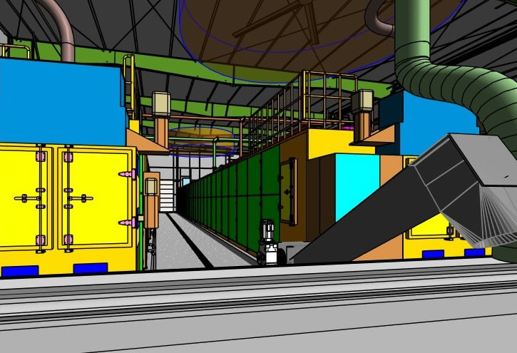 A Building Information Modeling rendering showing the first-floor mechanical equipment.